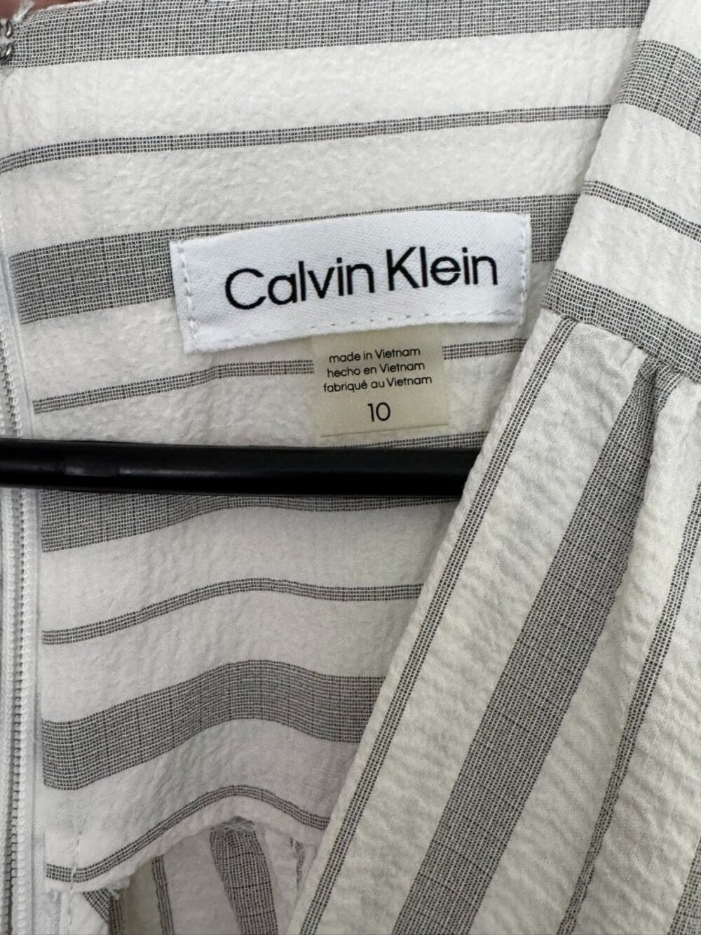 NWT Calvin Klein Striped Sleeveless Faux Wrap Seersucker-like Maxi Dress - Picture 6 of 9
